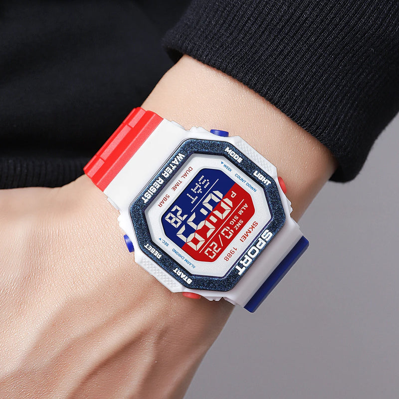 SKMEI Fashion Countdown Sports Digital Watches For Men Women 5Bar Waterproof Chrono Military Electronics Wristwatch Reloj Hombre