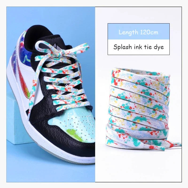 1 Pair Cotton Shoelaces Trend Tie Dye Shoe Laces Personality Men and Women Casual Shoes Universal Flat Shoelaces 120/140/160cm
