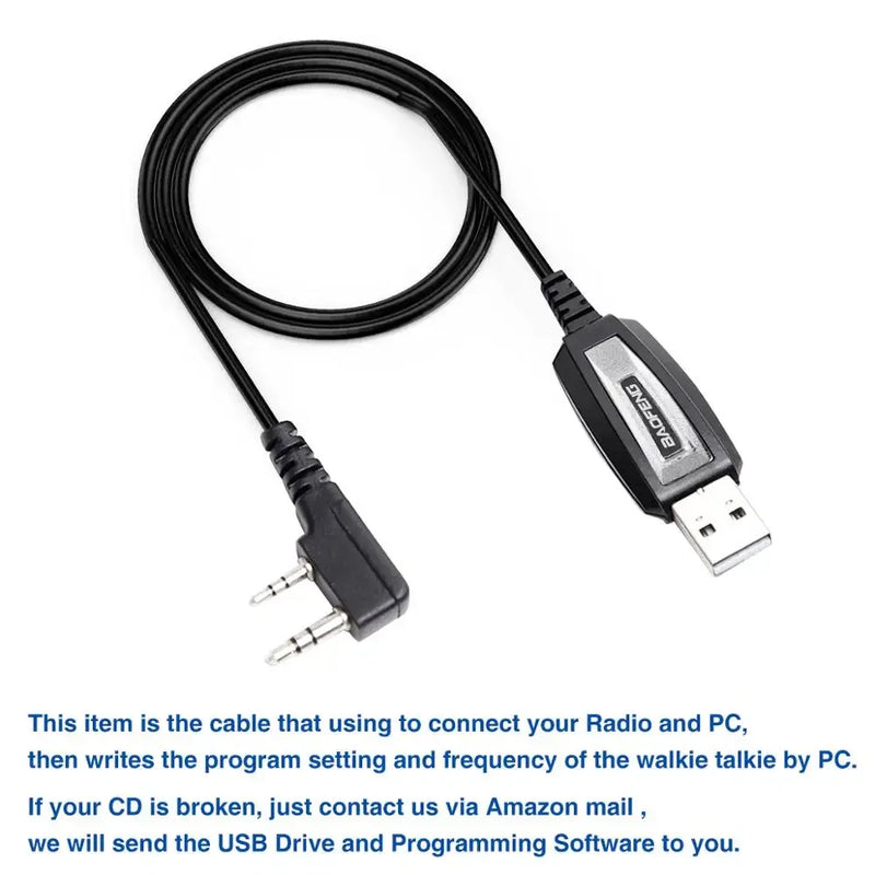 Baofeng 2 Pins Plug USB Programming Cable for Baofeng UV-5R  UV-21 13 BF-888S Quansheng K5 K6 Walkie Talkie FTDI Upgrade Cable
