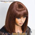 Real Scalp Bang Wig Straight Bob Wig With Bangs 3x1 Lace 100% Human Hair Short Ready-to-Wear Wig for Women Beginner Friendly