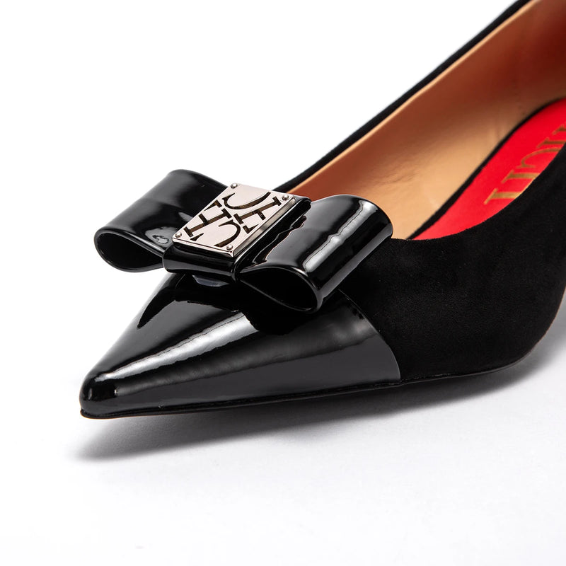CHCH Women's Business High Heels New Black Simple and Comfortable Low Heel Pointed Women's Shoes 5cm