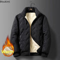 2026 Winter Jackets Men's Thickened Warm Cotton-padded Coats Fashion Stand Collar Zip Cold-proof Parkas Men Lamb Velvet Jackets
