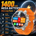Newly Durable 1400mAh Large Battery Men Smart Watch 1.7" HD Screen IP68 Waterproof LED Flashlight Sport BT Call Smart Bracelet