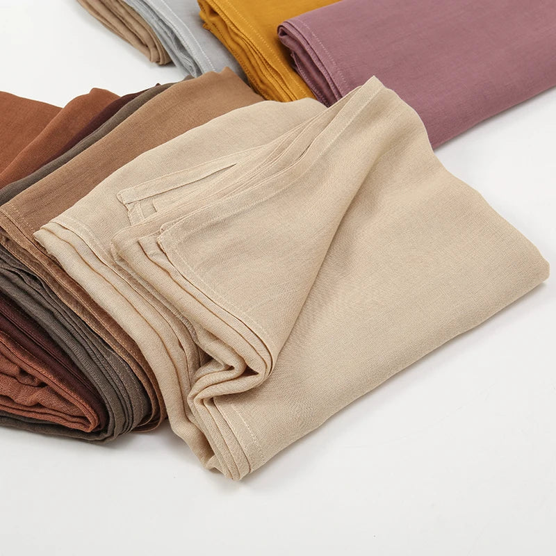 2024 Muslim Modal Rayon Cotton Hijab Shawls For Women Plain Scarf Big Size Headscarf Islamic Turban Headband 190*85cm
