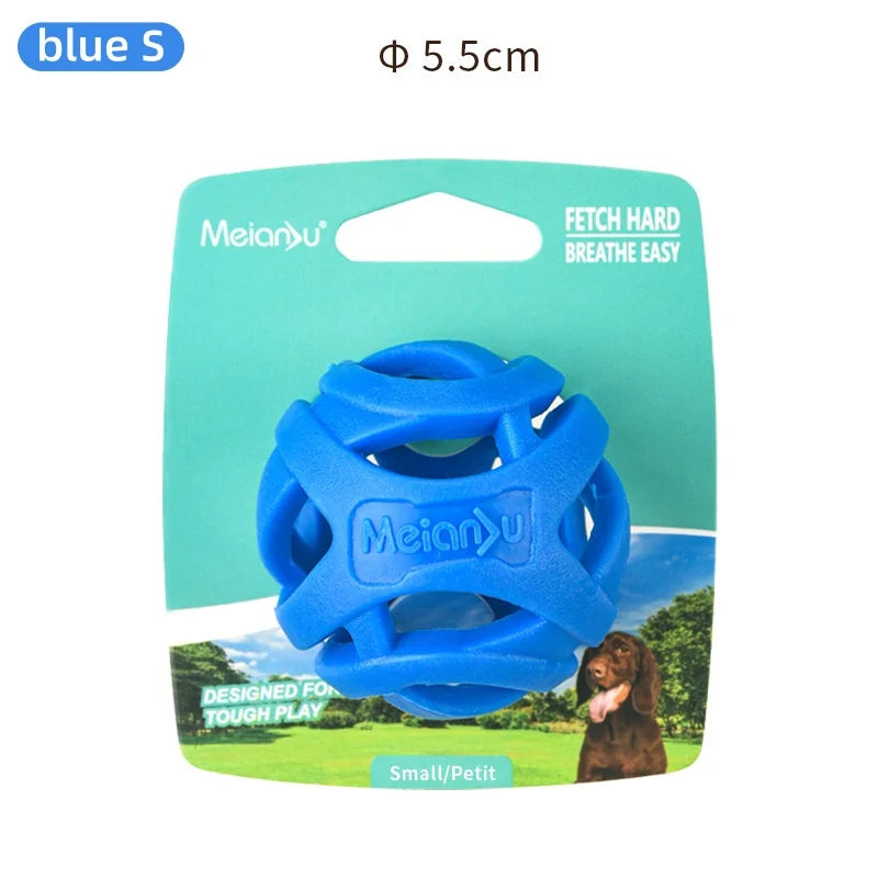 Durable Hollow Elastic Dog Chew Ball Interactive Teeth Cleaning Molar Toy Fetch Ball for Small to Medium Sized Dogs
