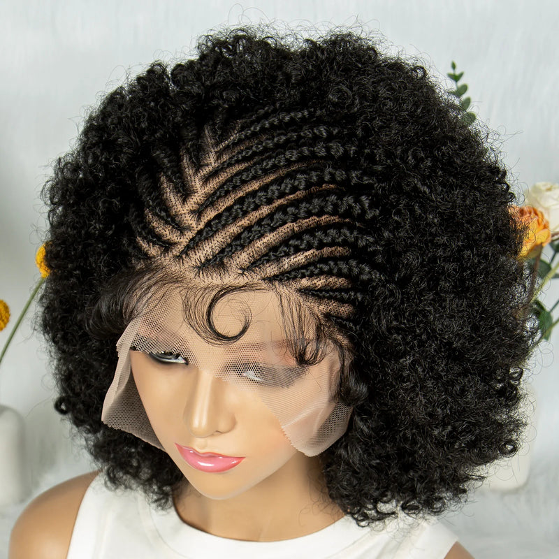 KIMA New Box Braided Wig Synthetic Full Lace Wigs Short Lengths for Black Women Men Braided Wig With Baby Hair Box Braiding Wigs