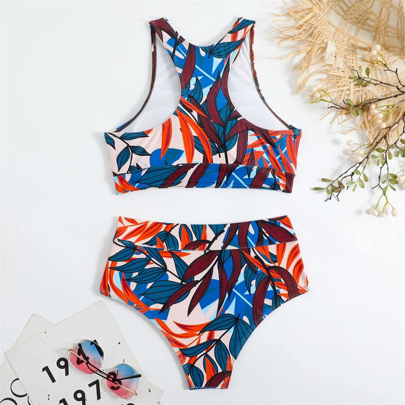 Sexy Print Bikini Hight Waist Tankini Swimsuit Bathing | SAMAG