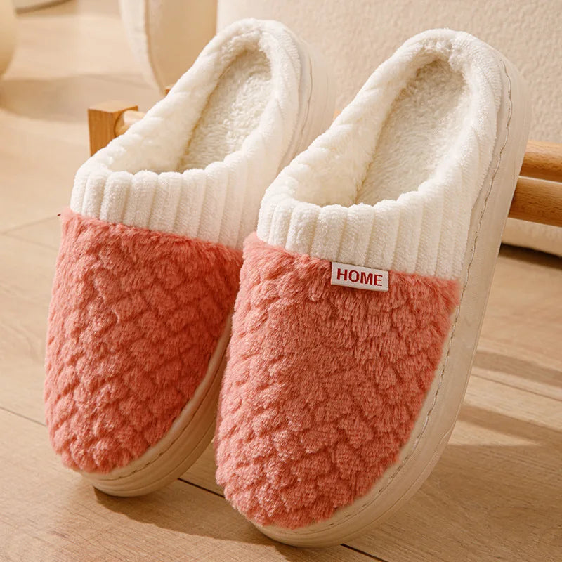 Faux Rabbit Fur Slippers for Women & Men - Plush Winter House Shoes with Thick Sole, Cloud Comfort Couple Slides for Indoor Home