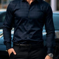 Men's dark plaid long sleeved shirt slim fit European | SAMAG