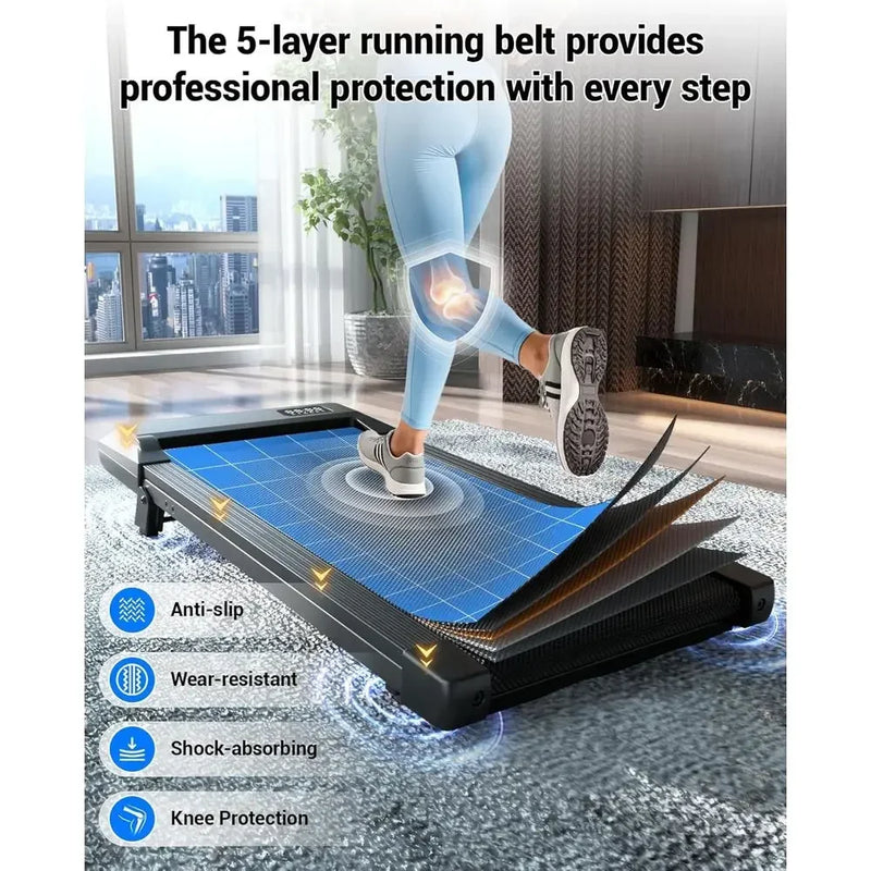 Compact Desk Exercise Treadmill, 6% Manual Tilt, 0.6-3.8 | SAMAG