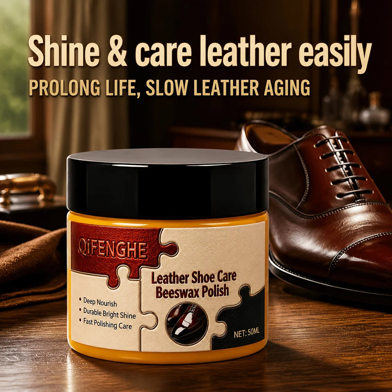 Natural Beeswax Leather Balm Portable Shoe Polish Quick Buffing for Instant Gloss Waterproof Protection Long Lasting Shine