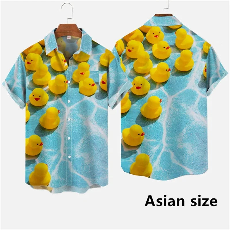Hawaiian Men Shirts 3D Print Cartoon Cute Duck Printing | SAMAG
