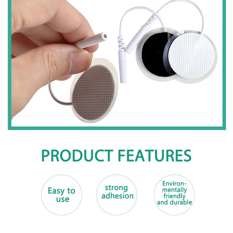 10Pcs 2mm Plug Non-woven Fabric Reusable Self Adhesive Electrode Pads Conductive Gel Pad Body Digital  Massager