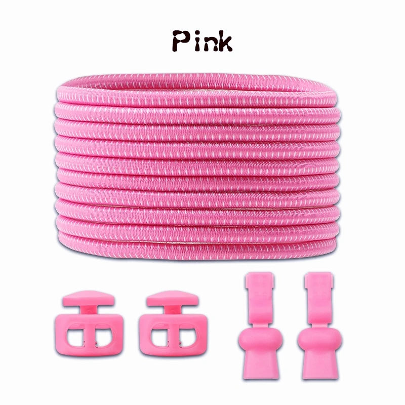 1 Pair Elastic Shoelaces Kit with Push Button Lock Stretch No Tie Shoe Laces for Running Sneakers Sports Shoes Adults Kids