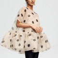 LIMO Women Sheer Organza Polka Dot Blouse Loose Short - View 3 | SAMAG