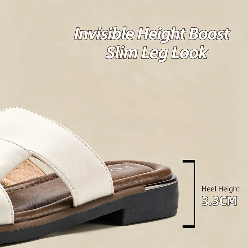 FOXER 2026 New Summer Women's Slippers Solid Color Fashion Outside Flat Low Heels Lightweight Female Non Slip Shoes All-match