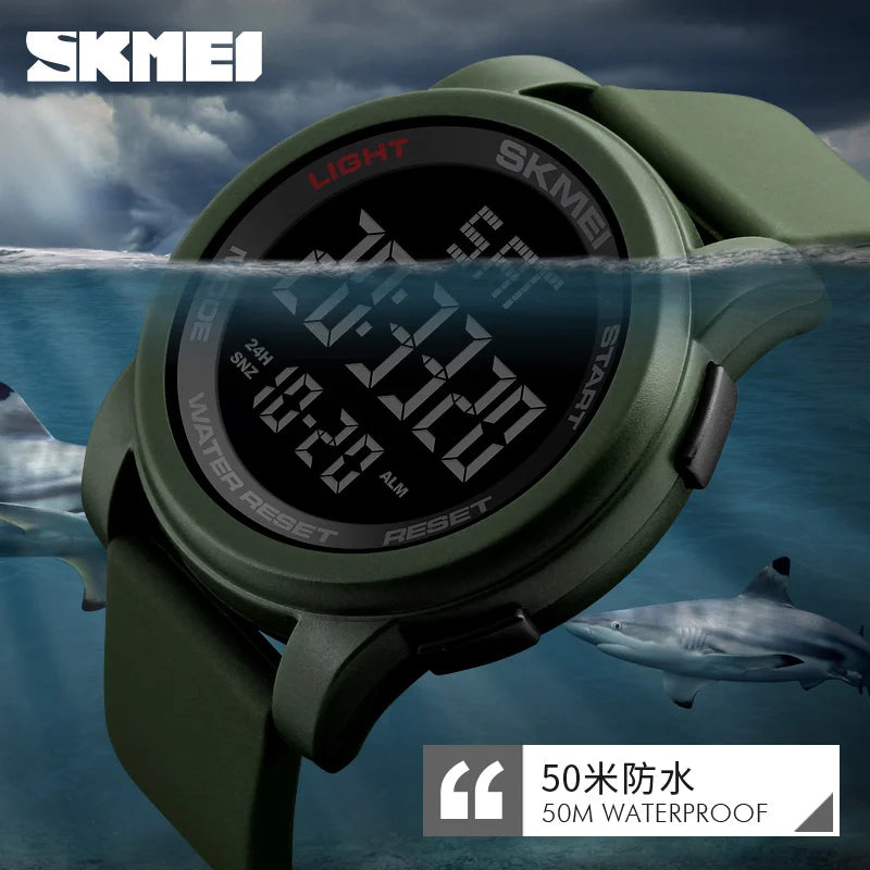 SKMEI Multifunction Back Light Display Countdown Sport Watches For Men Women Alarm 5Bar Waterproof Digital Electronic Wristwatch