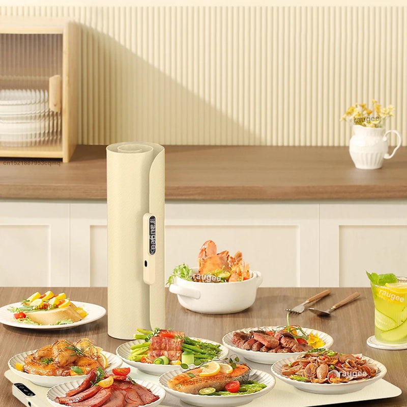 Electric Heating Plate Food Warmer Mat Silicone Dining Table Fast Warming Food Coffee Heater Tray Foldable Food Warming Plate