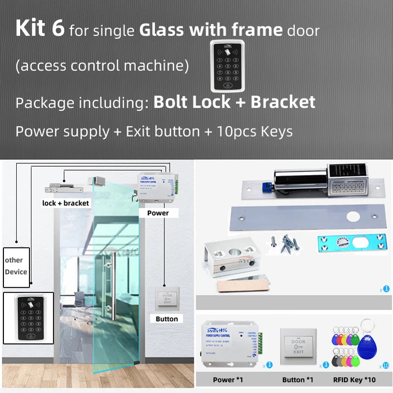RFID Access Control System Electronic Gate Opener Home Garage Set Eletric Magnetic RFID Smart Door Lock Kit Automatic Controller