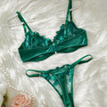 Floral Embroidery Sexy Lingerie Set Women Transparent Bralette Underwire Push Up Bra Panty 2 Piece Set
