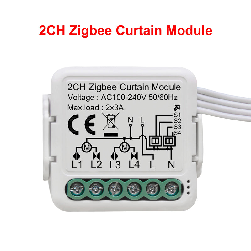 GIRIER Tuya ZigBee 3.0 Smart Curtain Switch Module for Roller Blinds Shutter Electric Motor 1/2 Gang Work with Alexa Google Home