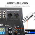 12-Channel Professional Audio Mixing Sound Board Console  Features 99-Bit DSP USB MP3 for PC Recording XLR Mic Jack