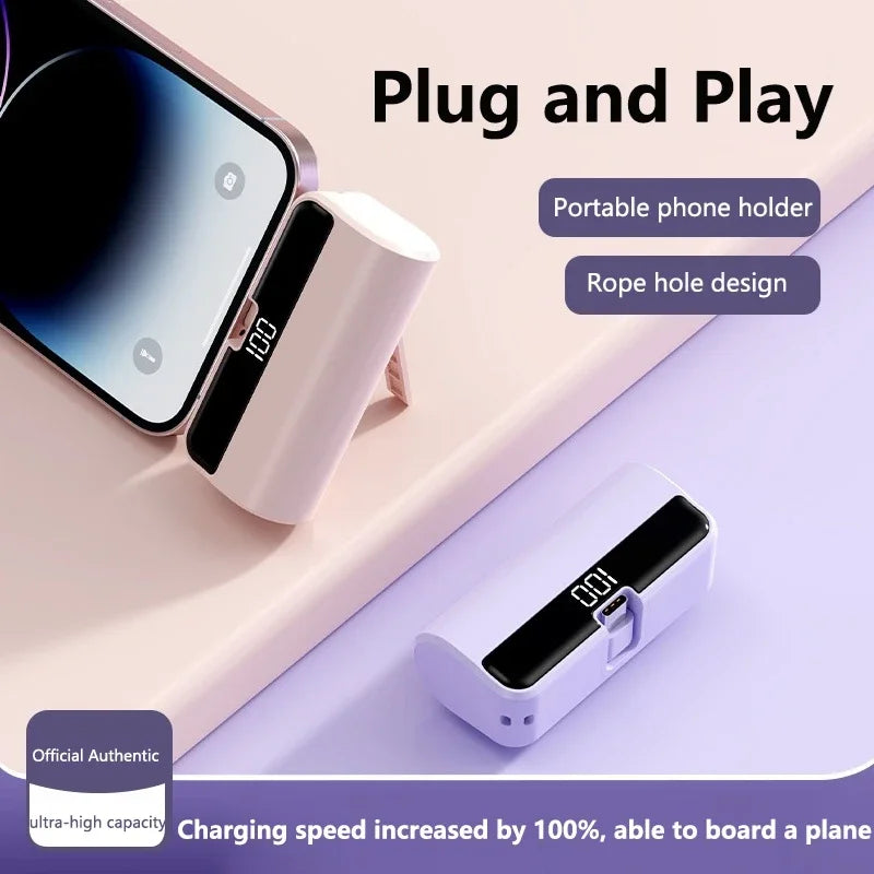 VIVO 500000mAh Mini Capsule Power Bank 2 in 1 Ultra Fast Charging Portable External Battery Powerbank For iPhone Android 2026