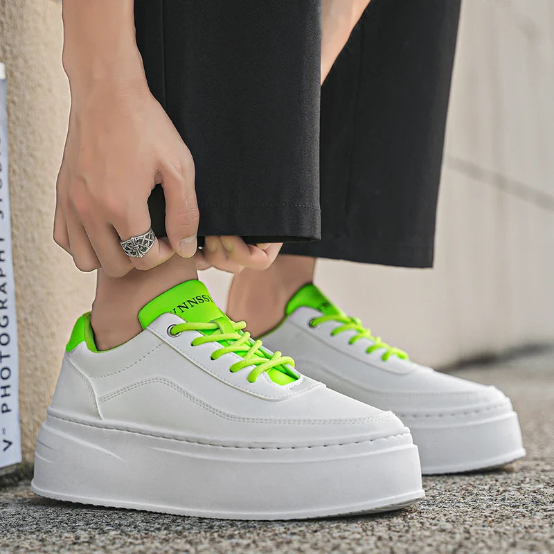 Men's Leather Upper Casual Shoes Thick Bottom Elevator Sneakers, Comfortable Non-Slip Men's Walking Shoes for Daily Wear