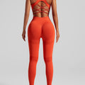 Women's Seamless Workout Set High Waisted Yoga Pants & Sports Bra with Removable Pads Booty Lifting for Running Training
