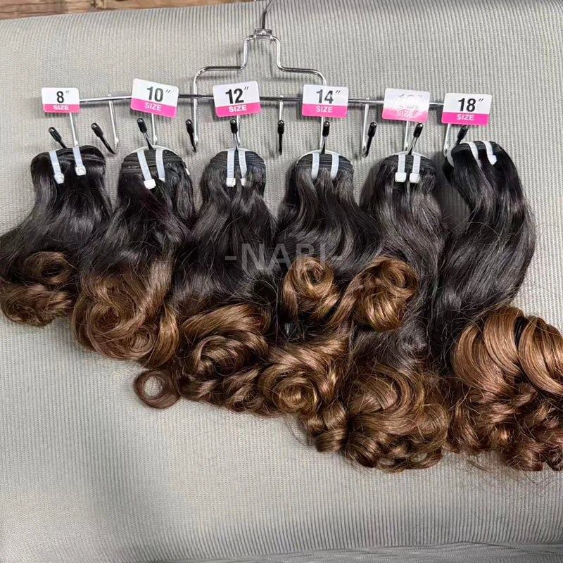 Indian Virgin Hair Human Bundles 8-18inch for Weaving Loose Bouncy Human Hair Natural Ombre Weft Extension for Black Women