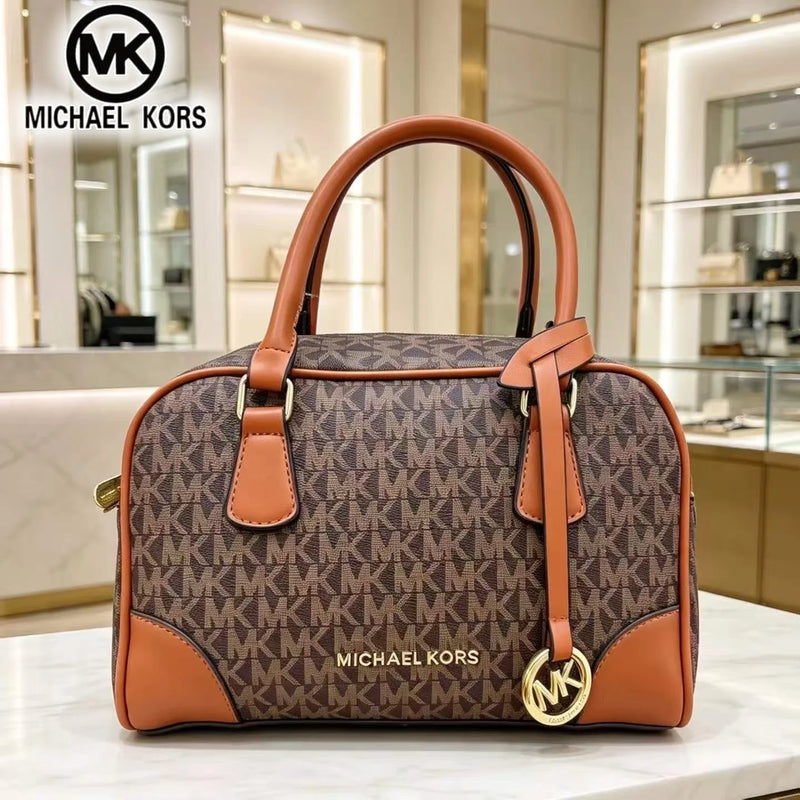 2026 Michael Kors Boston Pillow Bag Fashion Casual Women MK Classic Vintage Flower Handbag Urban Girls Commuter Bag
