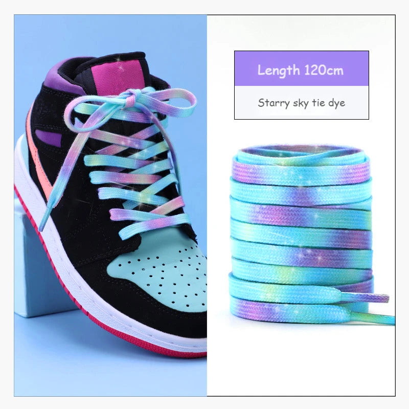 1 Pair Cotton Shoelaces Trend Tie Dye Shoe Laces Personality Men and Women Casual Shoes Universal Flat Shoelaces 120/140/160cm