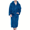 Cozy Coral Velvet Robe - Men's Soft Long Hooded Pajamas for Home, Lounge & Sleepwear. Perfect After Bath! 🛁✨
