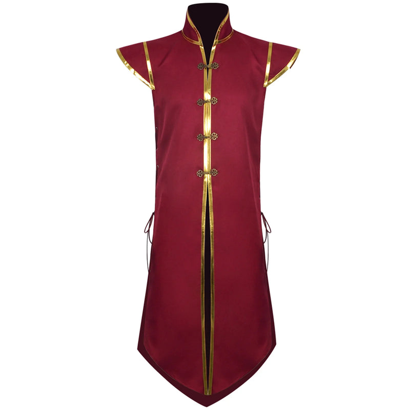 Mens  Medieval Viking Vest Long Vest Renaissance Sleeveless Jacket Knight Surcoat With Buttons Halloween Carnival Party Uniform