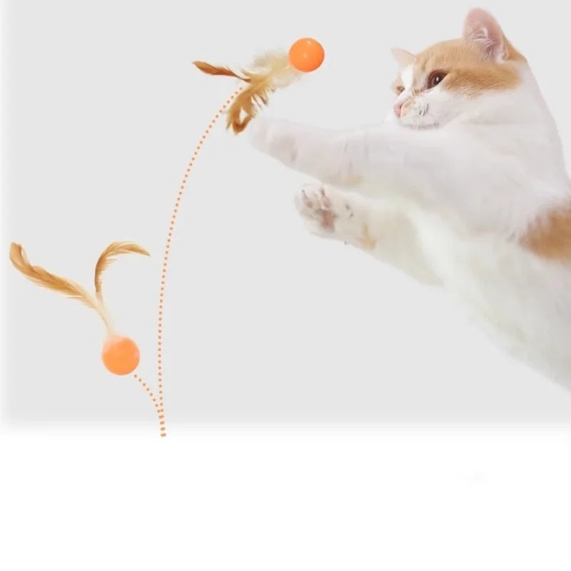 Funny Cat Elastic Ball Toy Interactive Balls Pet Supplies Feather Football Toys Dog Playthings Kitten