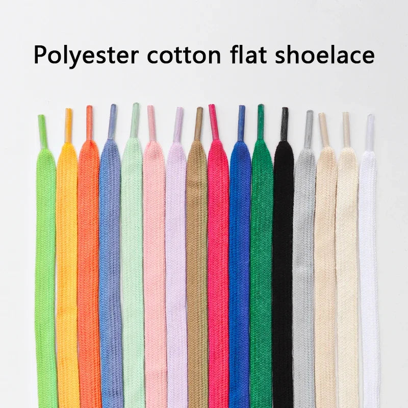 Cotton Shoelaces 1CM Width Flat Shoe laces Tennis Sneakers Shoelace 80/100/120/140/160CM Laces for Shoes Accesories 1Pair