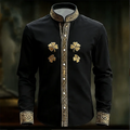 New Men's Floral Long Sleeved Shirt with Gold 3D Clover | SAMAG