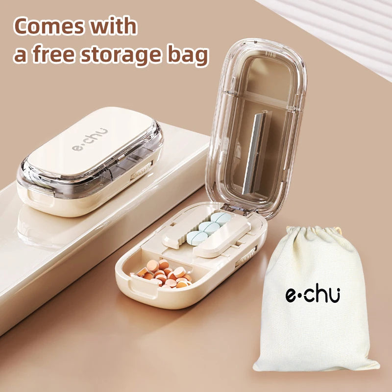 Tablet Divider Tablet Cutter with Storage Compartment for Small and Large Tablets Multiple Pill Cutters for Travel & Pets Daily
