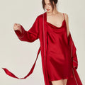 BirdTree, 100%Real Silk Simple Night-robe, Women V Neck Long Sleeve, Elegant Sexy Pajamas Robe, 2024 Summer Autumn New P469123QM