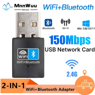 2 In 1 USB WiFi Adapter With Bluetooth Function 150Mbps Wireless Receiver Network Card For PC Desktop Laptop | SAMAG