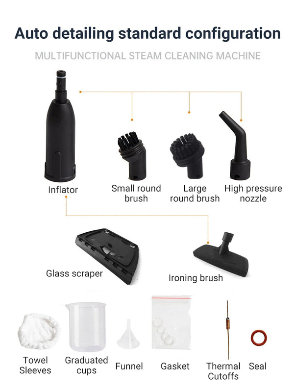 DIVEDEER Handheld Steam Cleaner Automotive Sterilization Disinfection High Temperature Wiper Washer for Floor Kitchen Cars