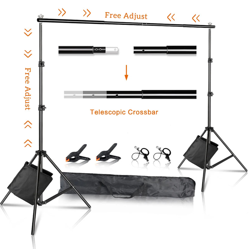 SH Photography Background Backdrop Stand Support Picture Canvas Frame System Kit With Carry Case For Muslin Photo Video Studio