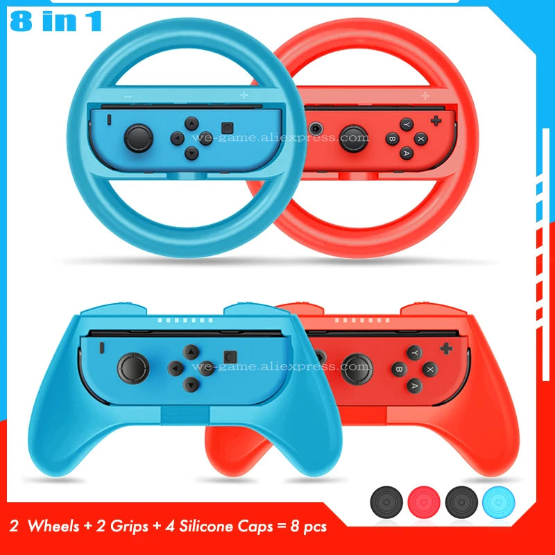 NintendoSwitch Accessories Racing Steering Wheel Nintend Switch Handle Grips Nitendo Joycon Cap for Nintendo Switch OLED Gamepad