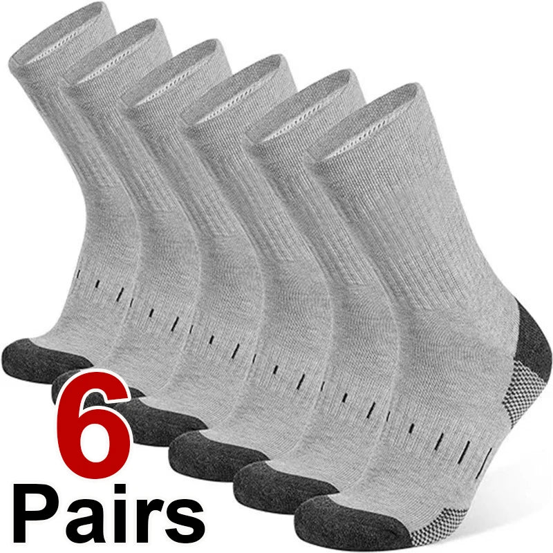 6 Pairs Men High Tube Round Neck Work Socks Moisture | SAMAG
