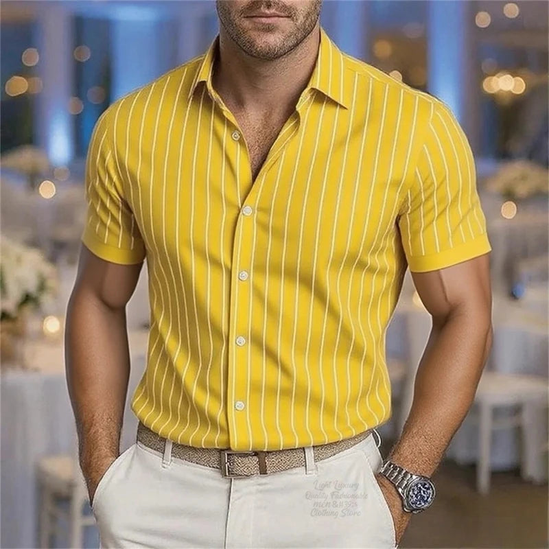 Men's Fashion Striped Shirts, Casual Breathable Lapel | SAMAG