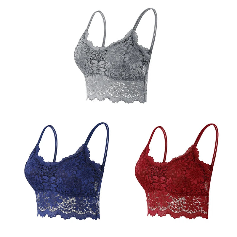 Women's Lace Bras Top Comfortable Bralette Solid Color - Visuel 14 | SAMAG