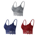 3PCS Women's Lace Bras Top Comfortable Bralette Solid Color Sexy Underwear Vest Female Hollow Out Wireless Lingerie Seamless Bra
