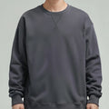 380g Tight Match Heavy Inverted Triangle Loose Versatile Solid Cotton Vintage Autum Winter Long Sleeve Round Neck Sweater