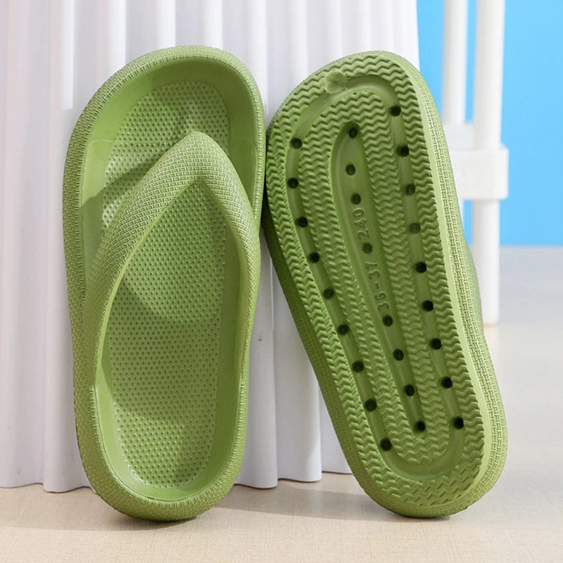 Rimocy Soft Sole EVA Women's Flip Flops 2026Summer Beach Non-slip Cloud Slippers Women Thick Platform Clip Toe Bathroom Slides