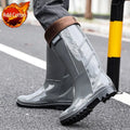 Men's Waterproof Rain Boots Knee High Anti-Slip Warm Fleece Lined Rubber Water Shoes Durable Fishing Garden Boots